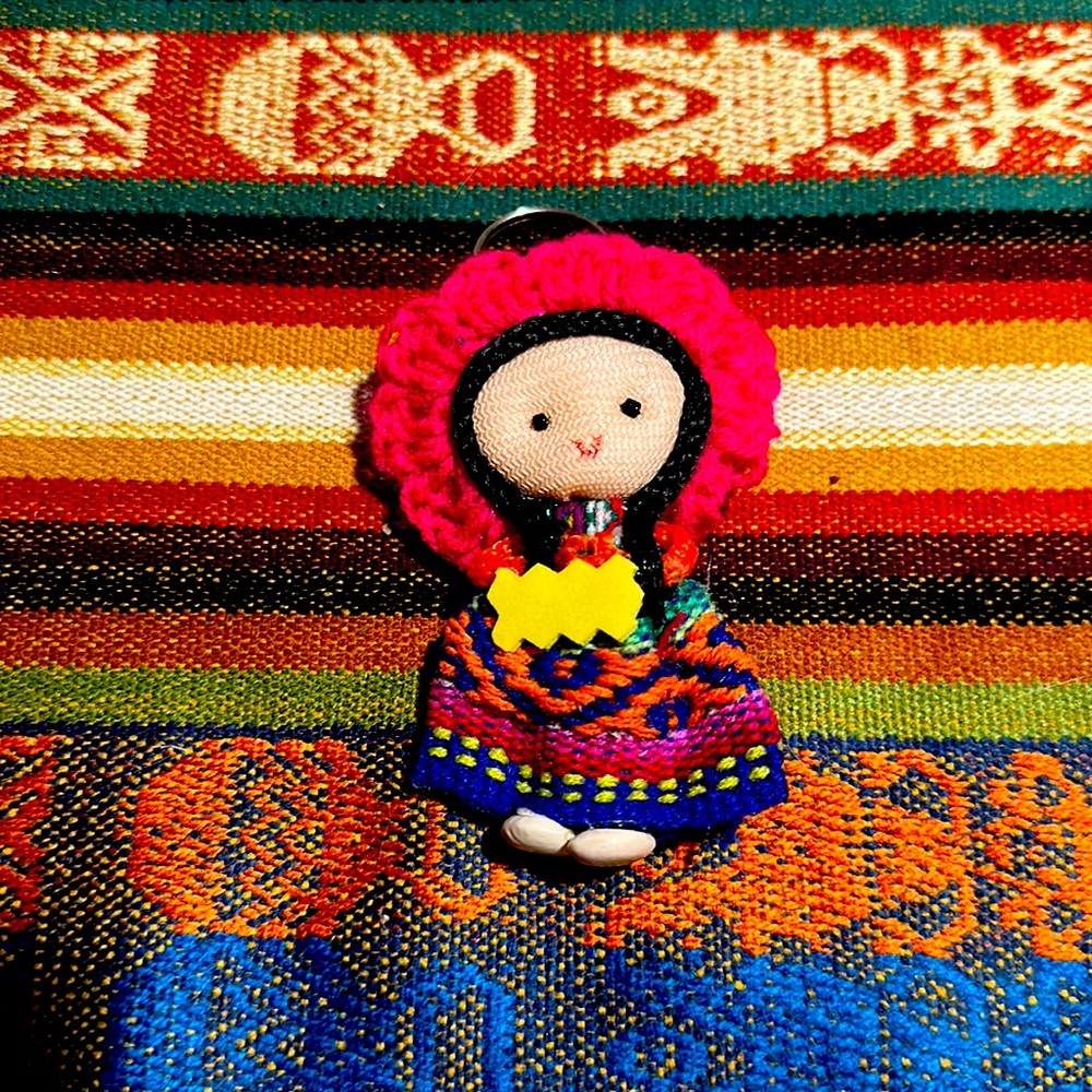 Collectible miniature doll key chain hot pink blue multicolored cho cho shies